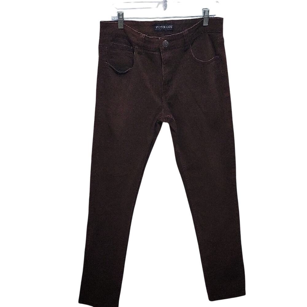 Victorious Chocolate Brown Skinny Jeans in Stretch Denim Mens 34x32, Bodycon